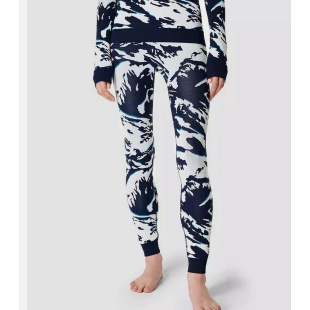 Sweaty Betty Base Layer Leggings Women Small Blue White Excellent Mountain‎ Knit